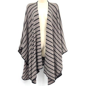 Soft Surroundings Cape Poncho Women's OS Made in USA Striped Fall Winter Weather